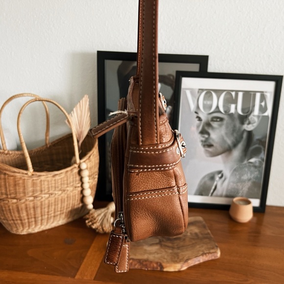 100% GENUINE LEATHER TAN SHOULDER BAG #0350 - Picture 8 of 15